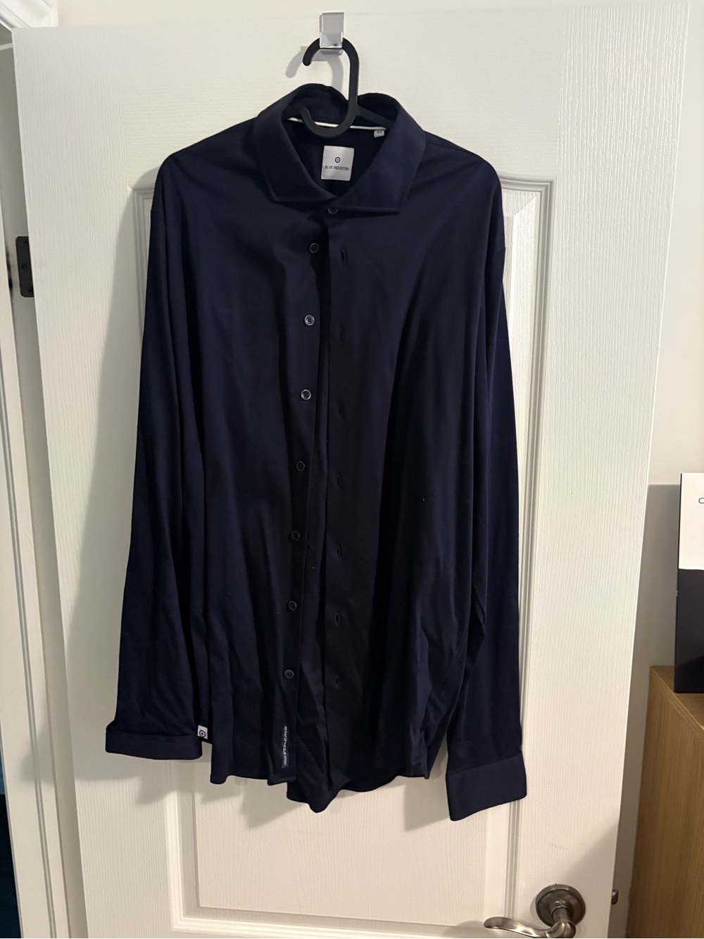 Blue Industry Navy Button-Up Shirt with Minimal Logo